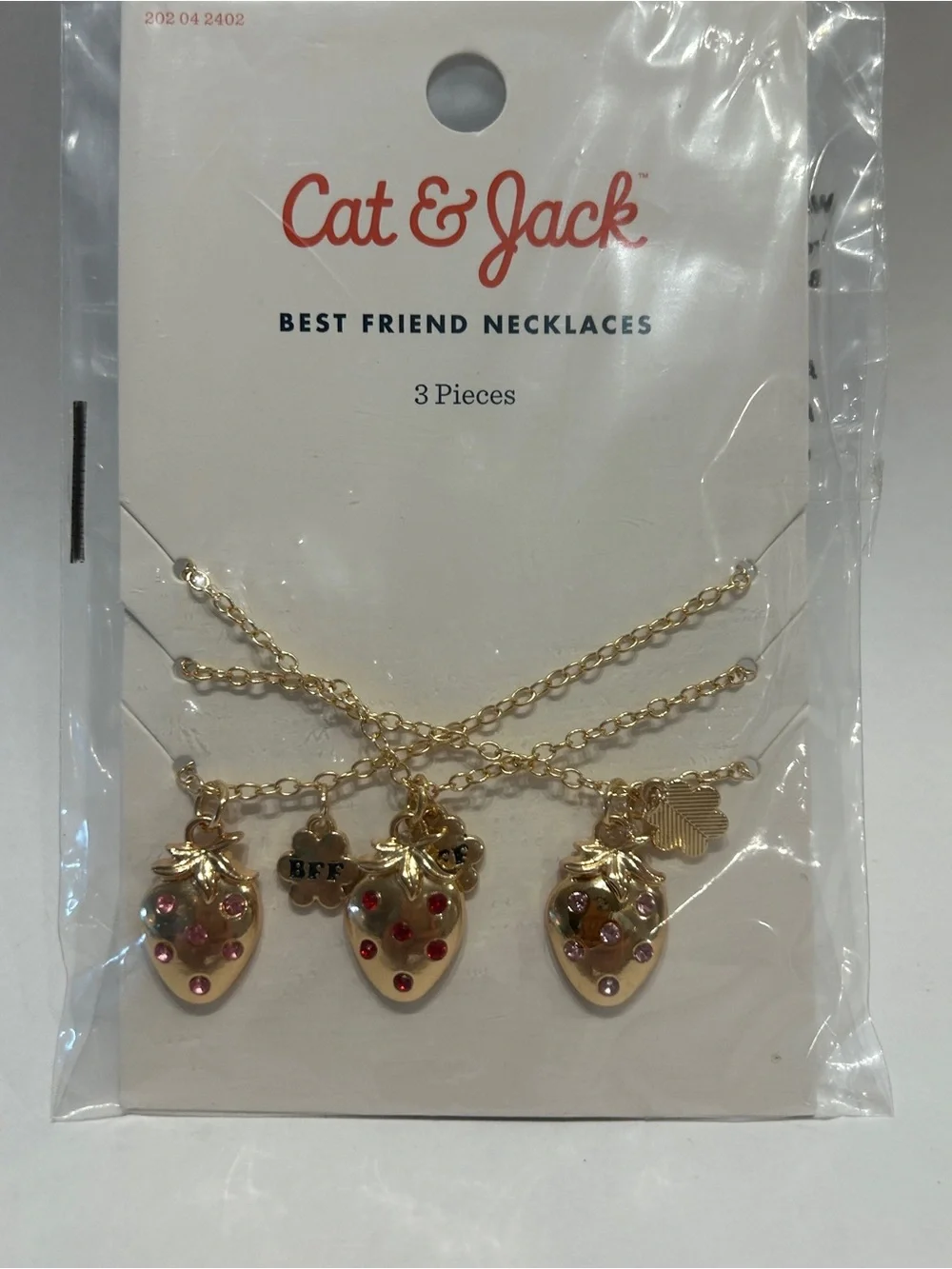 Cat & Jack Best Friend Necklaces Strawberry Charm Gold Tone BFF Jewelry Kids